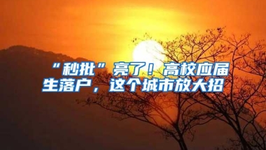 “秒批”亮了！高校应届生落户，这个城市放大招