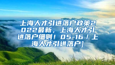 上海人才引进落户政策2022最新，上海人才引进落户细则！05-16／上海人才引进落户]