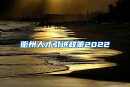 衢州人才引进政策2022