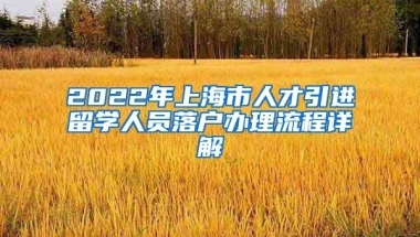 2022年上海市人才引进留学人员落户办理流程详解