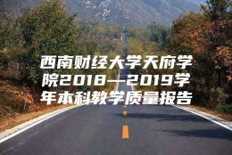 西南财经大学天府学院2018—2019学年本科教学质量报告