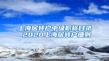 上海居转户中级职称目录 2020上海居转户细则