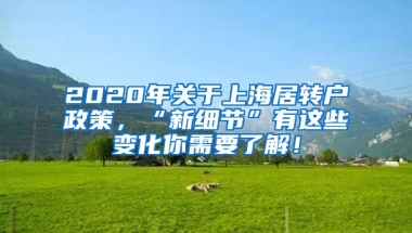 2020年关于上海居转户政策，“新细节”有这些变化你需要了解！