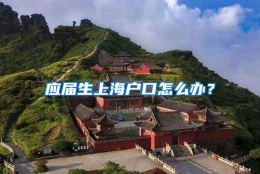 应届生上海户口怎么办？