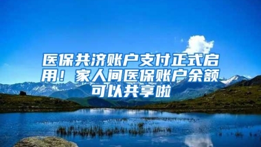 医保共济账户支付正式启用！家人间医保账户余额可以共享啦