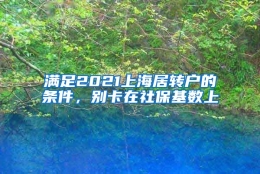 满足2021上海居转户的条件，别卡在社保基数上