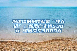 深圳福田招揽私募“放大招”：新落户支持500万 购房支持3000万