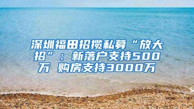 深圳福田招揽私募“放大招”：新落户支持500万 购房支持3000万