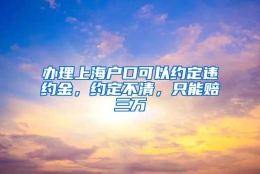 办理上海户口可以约定违约金，约定不清，只能赔三万