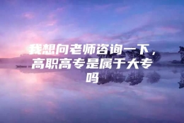 我想向老师咨询一下，高职高专是属于大专吗