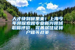 人才快到碗里来！上海今年将探索跨专业新兴领域职称评价、完善居住证转户籍等政策