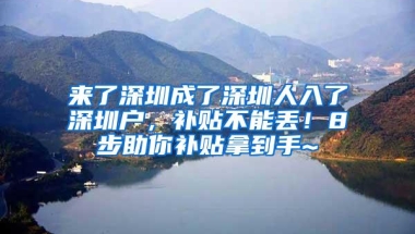 来了深圳成了深圳人入了深圳户，补贴不能丢！8步助你补贴拿到手~