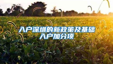 入户深圳的新政策及基础入户加分项