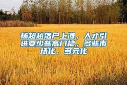 杨超越落户上海，人才引进要少些高门槛，多些市场化、多元化