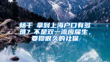 杨千嬅拿到上海户口有多难？不是双一流应届生，要攒很久的社保