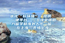 优化“软环境”，提供“硬平台”，多项举措助力留学和海外人才“留”在上海、衷情上海