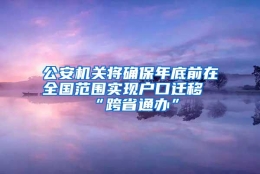 公安机关将确保年底前在全国范围实现户口迁移“跨省通办”