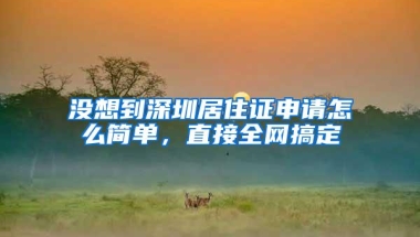 没想到深圳居住证申请怎么简单，直接全网搞定