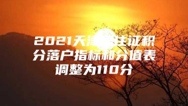 2021天津居住证积分落户指标和分值表调整为110分