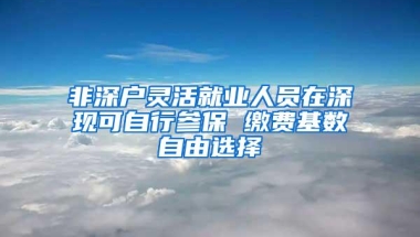 非深户灵活就业人员在深现可自行参保 缴费基数自由选择