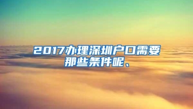 2017办理深圳户口需要那些条件呢、