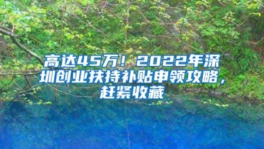 高达45万！2022年深圳创业扶持补贴申领攻略，赶紧收藏