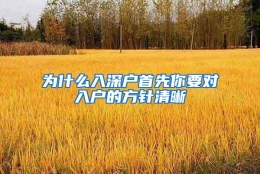 为什么入深户首先你要对入户的方针清晰