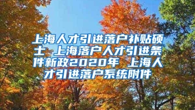 上海人才引进落户补贴硕士 上海落户人才引进条件新政2020年 上海人才引进落户系统附件