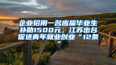 企业招用一名应届毕业生补助1500元，江苏出台促进青年就业创业“12条”