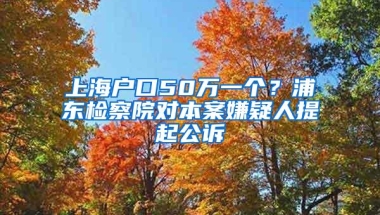 上海户口50万一个？浦东检察院对本案嫌疑人提起公诉