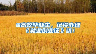 @高校毕业生，记得办理《就业创业证》哦！