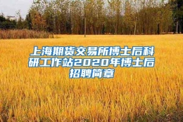 上海期货交易所博士后科研工作站2020年博士后招聘简章