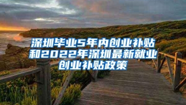 深圳毕业5年内创业补贴和2022年深圳最新就业创业补贴政策