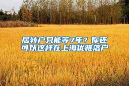 居转户只能等7年？你还可以这样在上海优雅落户