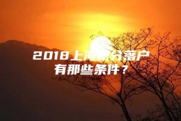 2018上海积分落户有那些条件？