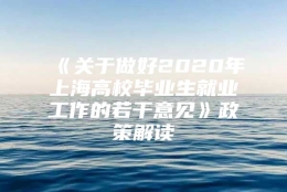 《关于做好2020年上海高校毕业生就业工作的若干意见》政策解读