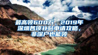 最高领600万，2019年深圳各项补贴申请攻略，非深户也能领