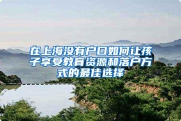 在上海没有户口如何让孩子享受教育资源和落户方式的最佳选择