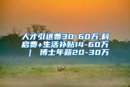 人才引进费30-60万,科启费+生活补贴14-60万 ｜ 博士年薪20-30万