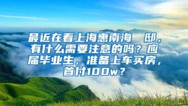 最近在看上海惠南海玥瑄邸，有什么需要注意的吗？应届毕业生，准备上车买房，首付100w？