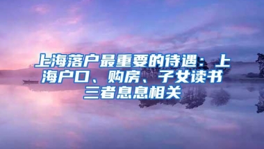 上海落户最重要的待遇：上海户口、购房、子女读书三者息息相关