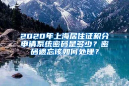 2020年上海居住证积分申请系统密码是多少？密码遗忘该如何处理？