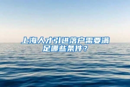 上海人才引进落户需要满足哪些条件？