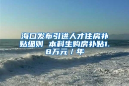 海口发布引进人才住房补贴细则 本科生购房补贴1.8万元／年