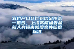 农村户口死亡赔偿金提高一倍多，上海高院通告最新人身损害赔偿案件赔偿标准